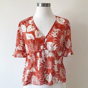 Madewell silk blouse floral summer button down shirt silk top